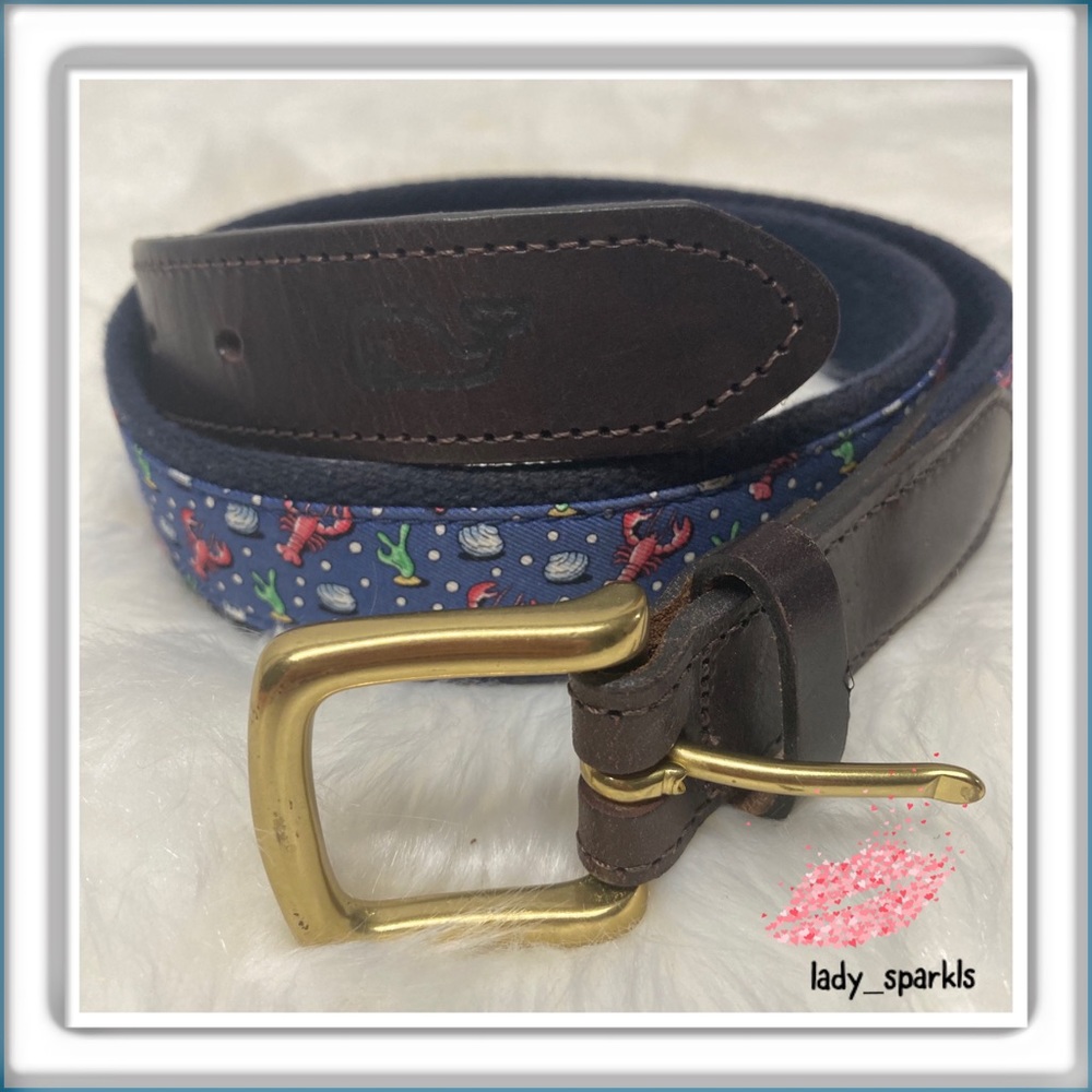 Vineyard Vines | Sea Print Leather and fabric Belt